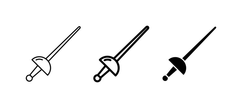 Fencing Swords, Rapier Icons, Sport Weapon Vector Graphics, Duel Equipment