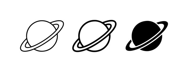 Planet Icons, Saturn Symbols, Space Graphics, Celestial Body Vector Art © MD