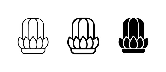 Fototapeta premium Cactus Icons Set, Desert Plant Graphics, Succulent Vector Art, Minimalist Botanical Illustrations