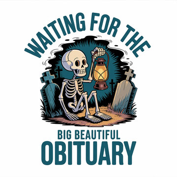 Skeleton holding lantern waiting for obituary in graveyard illustration transparent background
