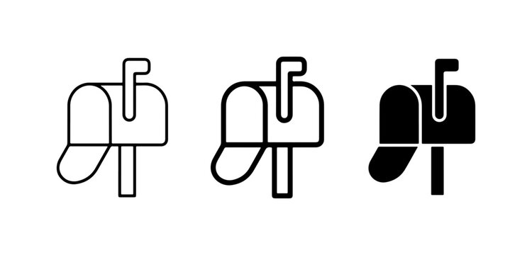 Mailbox Icons Set: Outline, Filled, Silhouette, Postal Service, Delivery, Communication
