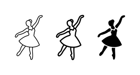 Ballet Dancer Icons, Silhouette Vector Art, Elegant Female Performer Poses, Dance Studio Graphics © Siyam