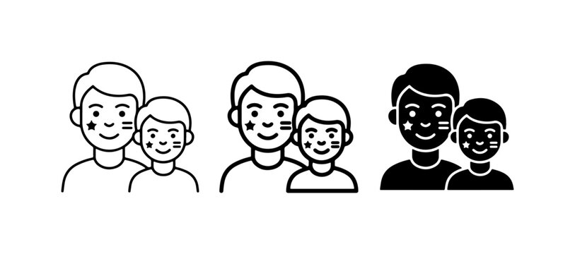 Father and Son Icons: Family Love, Bonding, and Togetherness Vector Set