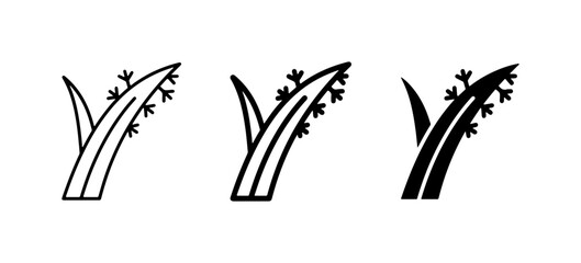 Obraz premium Grass Icons Set, Simple Plant Vector Graphics, Nature Elements, Botanical Line Art