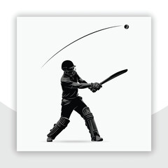 Obraz premium Vector Illustration of a Professional Cricket Player Hitting a Ball During a Sporting Match