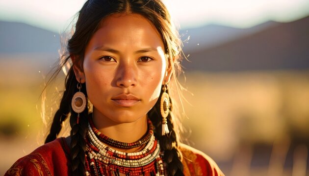 Indigenous woman representing cultural heritage and global diversity