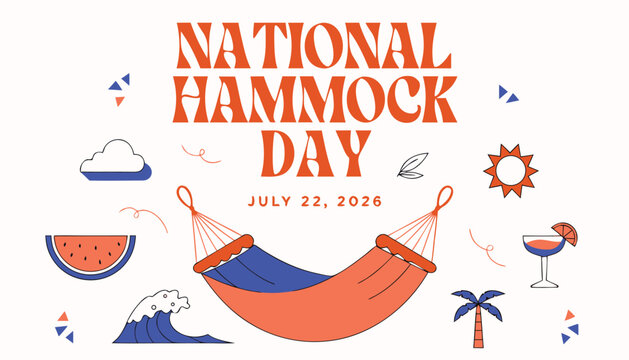 Decorative graphic design celebrating national hammock day on july twenty second