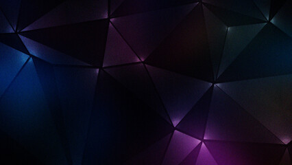 Fototapeta premium Dark abstract geometric background with purple and blue light