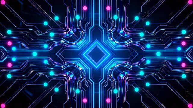 Abstract neon circuit board design