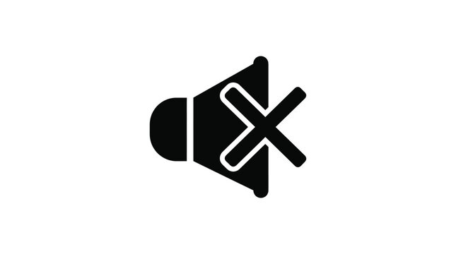 Muted speaker icon with crossed lines flat black silhouette