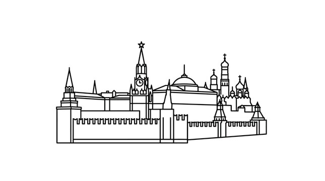 Ornate Castle with Spires Towers.