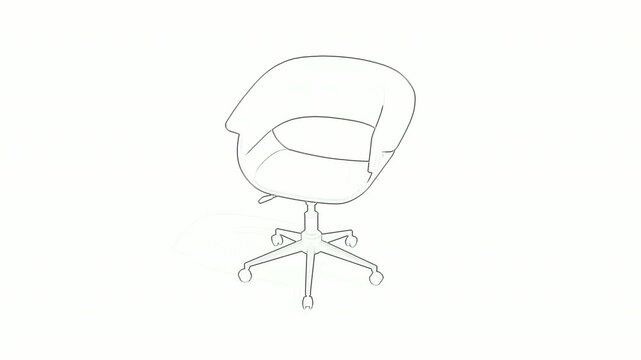 Outline Drawing of an Office Chair