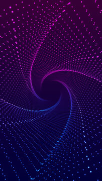 abstract blue and pink wave grid lines spiral , futuristic ai technology and science vertical,social media background
