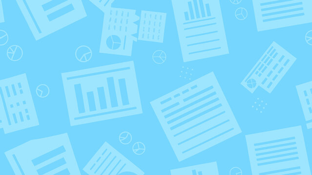 Data chart and pie graph pattern on light blue background