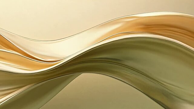 Abstract flowing golden and green curves