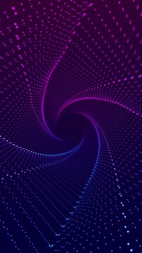 abstract blue and pink wave grid lines spiral animation, futuristic ai technology and science vertical,social media motion background