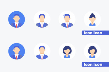 Fototapeta premium Avatar Icons Set Flat Style With Circular Backgrounds