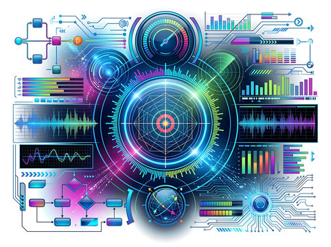 Abstract digital spiral with vibrant concentric light waves.