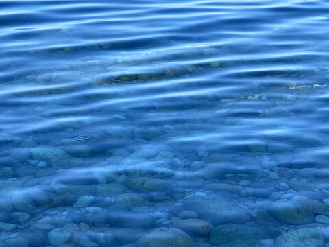 Calm blue sea water surface with ripples.
