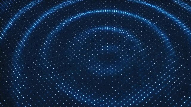 Futuristic glowing blue particle dots forming a digital wave surface