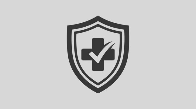 A protective shield with a medical cross and checkmark is displayed prominently.