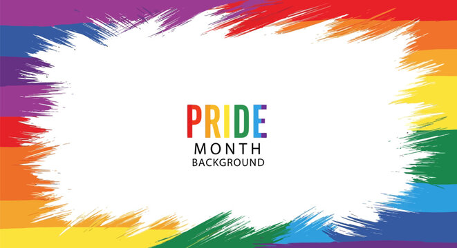 Pride Month Background with Rainbow Colors. Pride Month background with rainbow brush strokes.