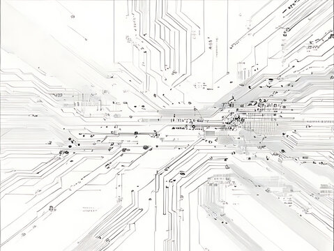 Abstract network of interconnected lines and nodes.