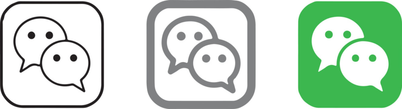 Set of WeChat Brand Logo Icons, Vector and PNG Files with Transparent Background, Hand-Drawn Minimalist Style Graphic Element