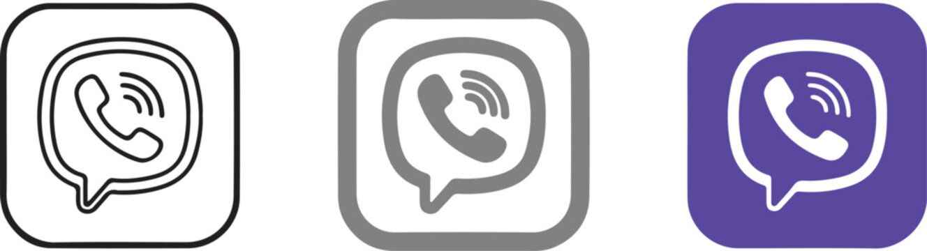Set of Viber Brand Logo Icons, Vector and PNG Files with Transparent Background, Hand-Drawn Minimalist Style Graphic Element