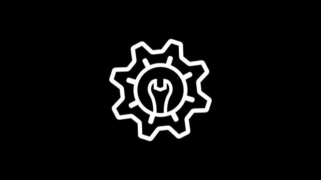 Futuristic cogwheel gear configuration setup menu option concept layout, minimalist white system preference process indicator icon asset, option dashboard overlay element 4k loop.