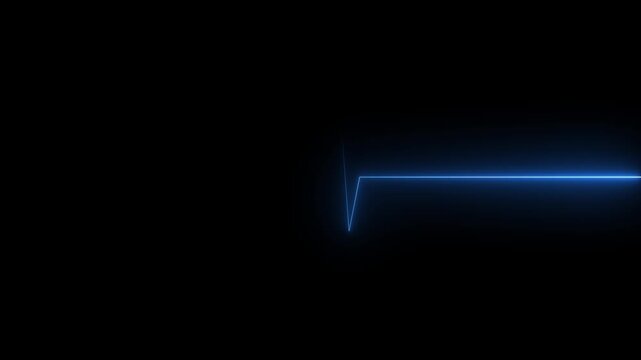 Neon heartbeat on black isolated background. 4k seamless loop animation.