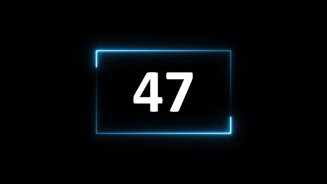 52 to 0 second modern digital countdown timer neon light style on black background.