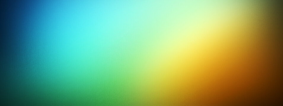 Multicolor rainbow radient background with dark vignette and subtle light center. Bright retro backdrop. Modern design, presentations, elegant wallpaper. Ombre, blur, old photo effect. Panoramic, wide