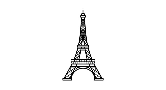 Black and White Eiffel Tower Illustration.