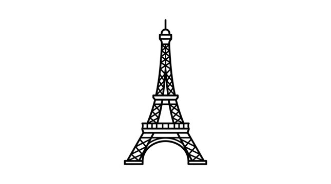 Black and White Eiffel Tower Illustration.
