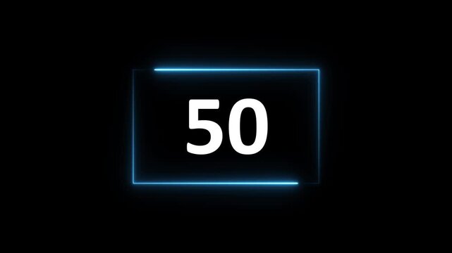 55 to 0 second modern digital countdown timer neon light style on black background.