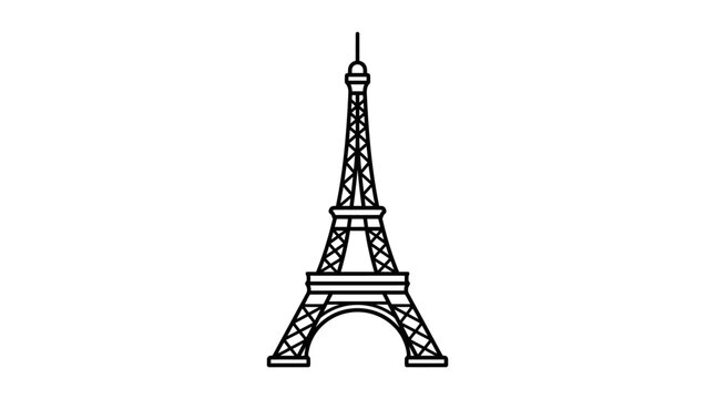 Black and White Eiffel Tower Illustration.