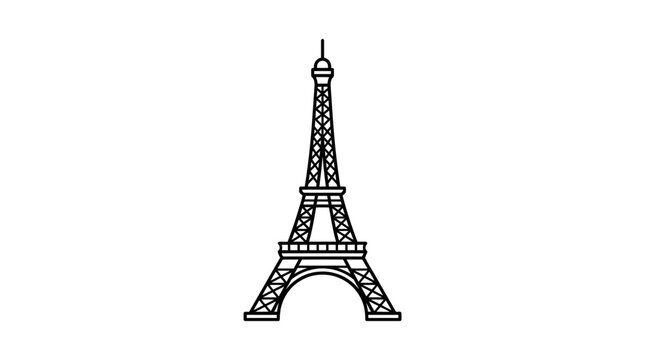 Black and White Eiffel Tower Illustration.