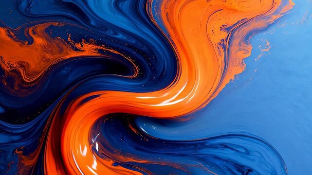 Abstract swirling blue and orange patterns