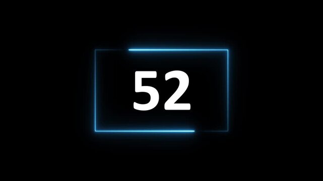 57 to 0 second modern digital countdown timer neon light style on black background.