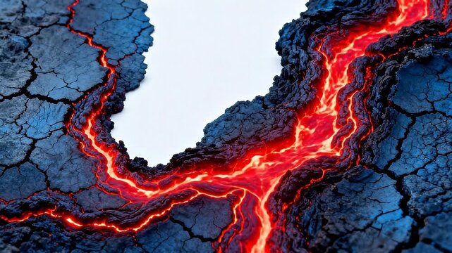 Lava flow on cracked surface