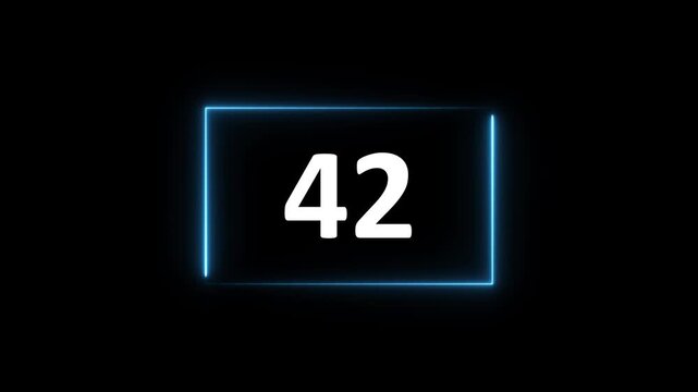 Glowing neon red color rectangle and 47 seconds countdown 4k animation.