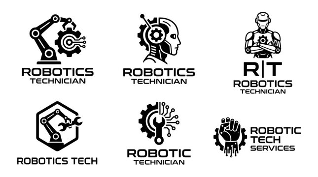 Modern Robotic Logo with Futuristic AI Technology Vector Design