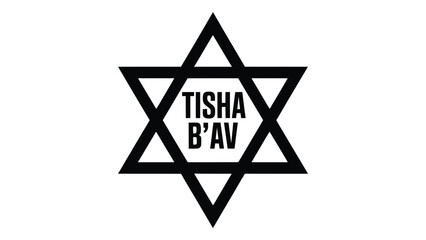 tisha b av star of david symbol illustration with bold typography, jewish religious observance emblem, remembrance and heritage vector design in black © VectAmaze