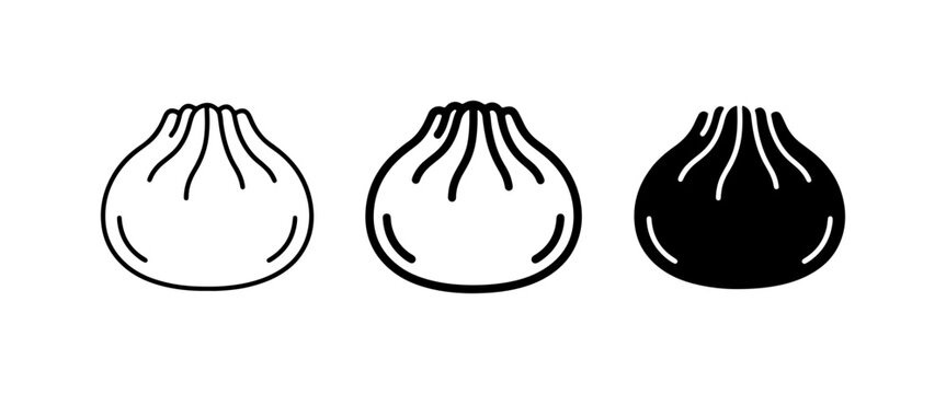 Khinkali Icons, Georgian Dumpling Vector Set, Traditional Food Illustrations