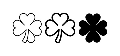 Fototapeta premium Shamrock Icons, Clover Symbols, Lucky Charms, St. Patrick's Day Vector Graphics