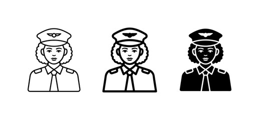 Pilot Icons, Aviation Crew Vector Graphics, Airline Professional Avatars © Hanif