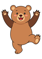 Happy Cartoon Bear Character Dancing with Joy Isolated on White Background Vector Illustration © Nomads Studio