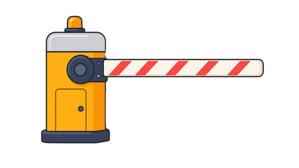 Cartoon parking barrier gate with striped boom arm icon © Alan