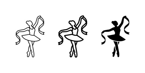 Ballet Dancer Silhouettes, Elegant Poses, Ribbon Movement, Vector Icons for Dance and Performance © Hasib